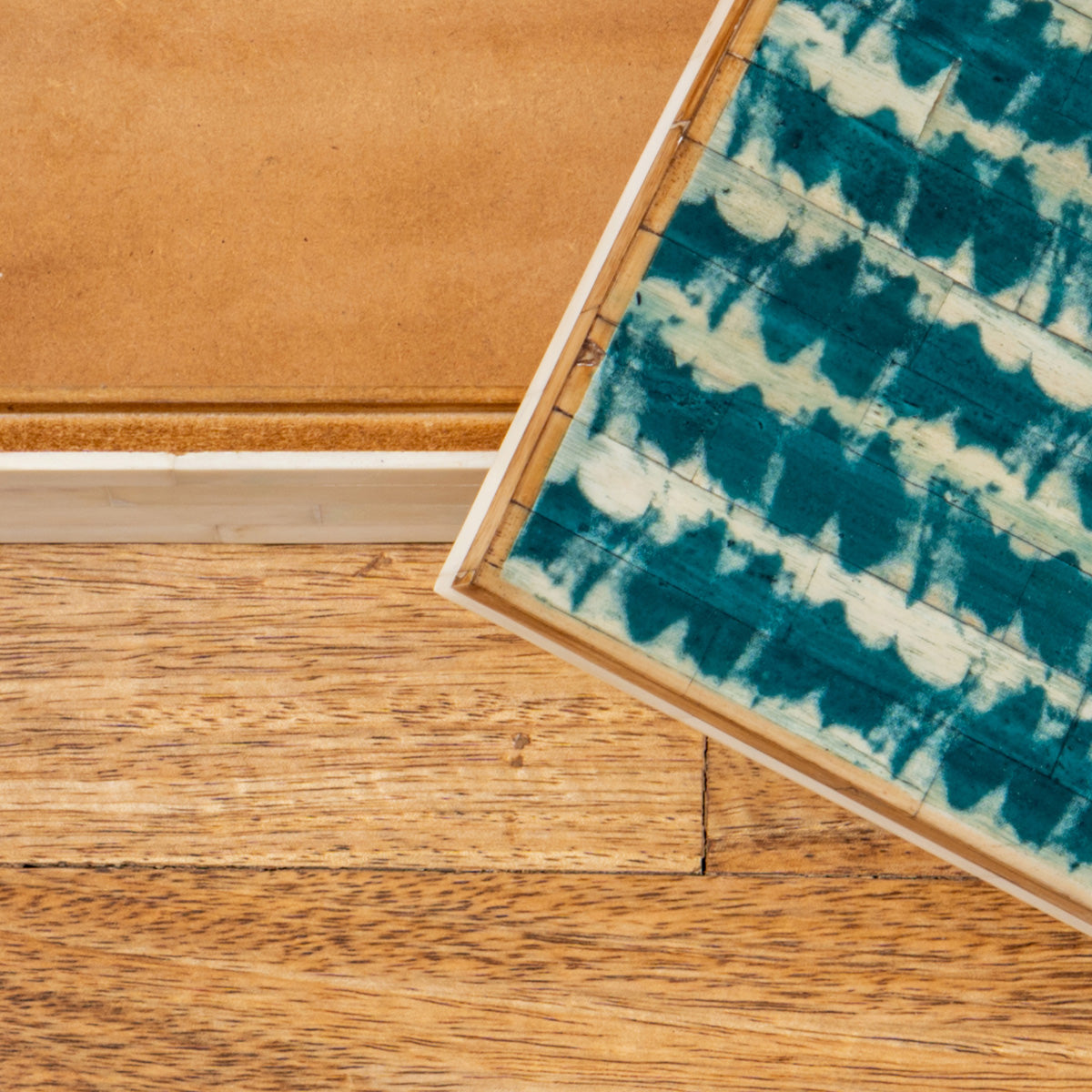 Close-up of the patterned lid and inside of the Coastal storage box