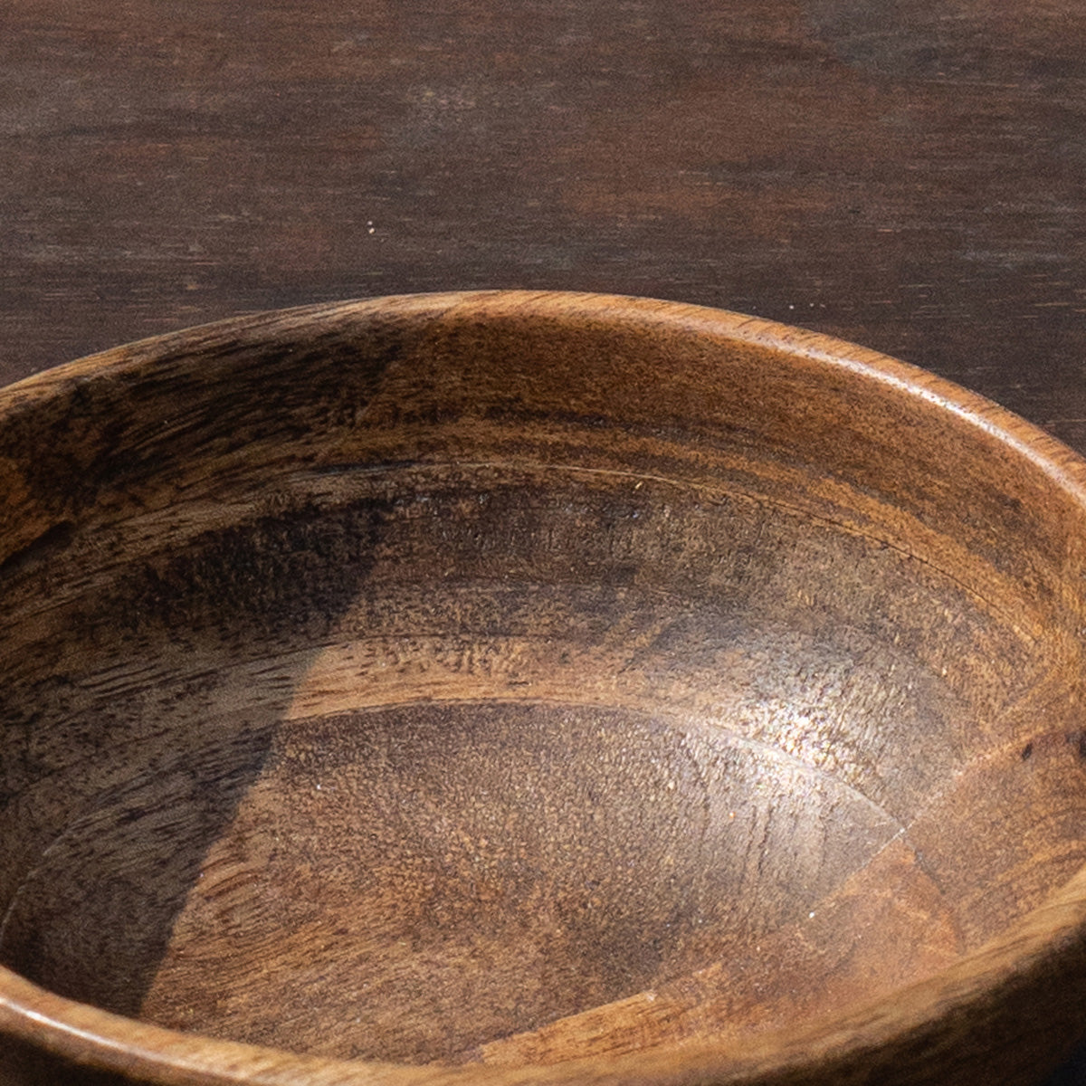 Close-up of the inside of the Ellipse wooden nut bowl