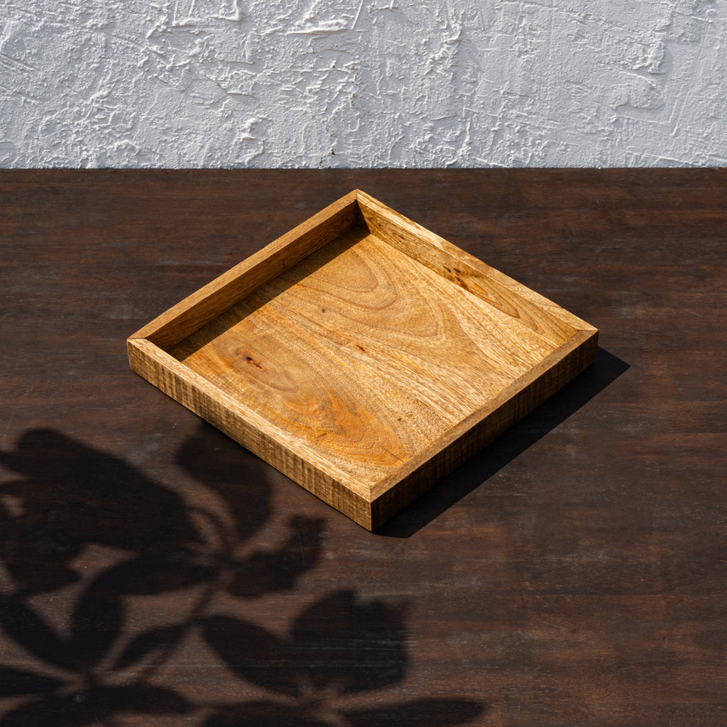 Angled top view of the Trunk wooden tray