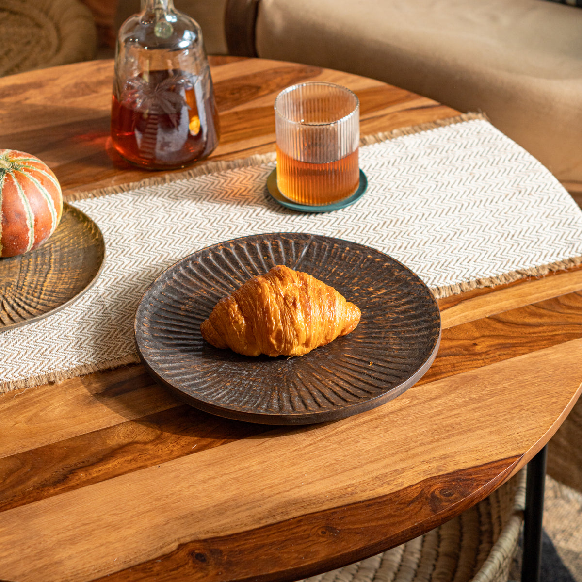Terrain Wooden Platter Medium, Natural Wood Snack & Serving Platter, Appetizer & Trinket Platter, 11 x 11 x 1 Inch