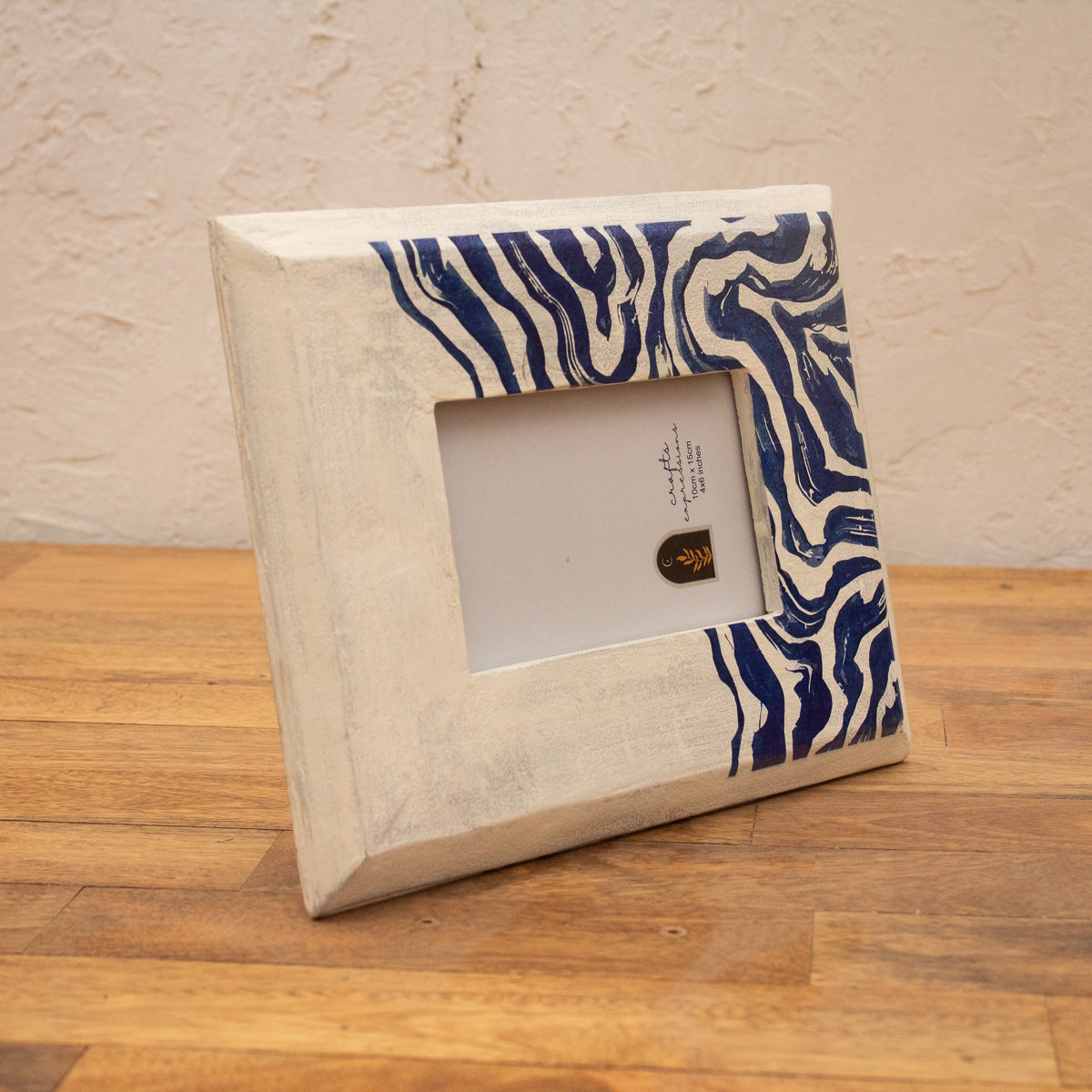 Waves wooden photo frame displayed horizontally