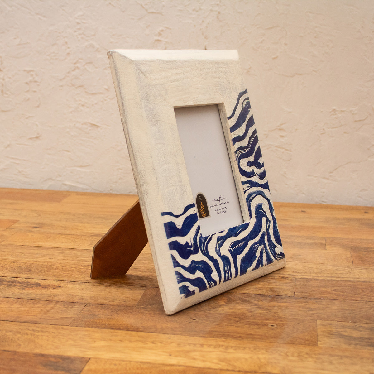 Waves handcrafted wooden photo frame