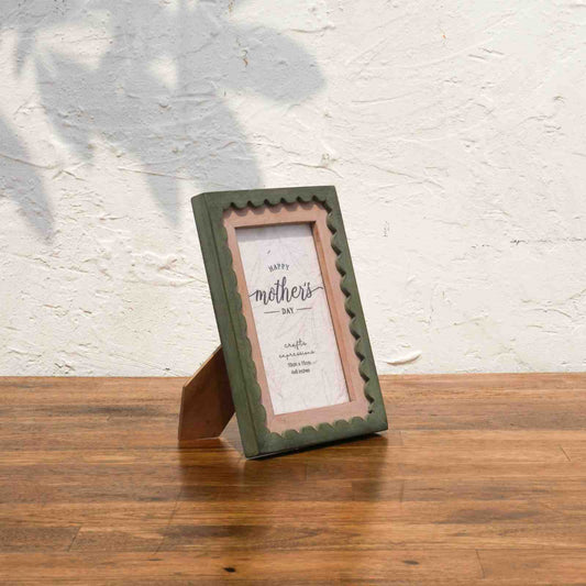 Wavy Wooden Photo Frame | Photo Frame for Mother's day Gift Olive |4x6 Inch