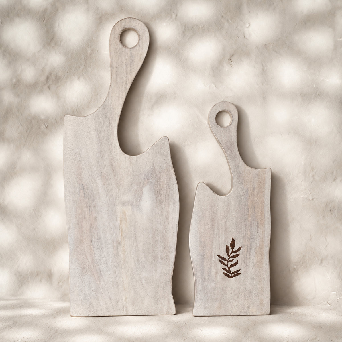 Freeform Serving Board Set of 2, Whitewashed Wood