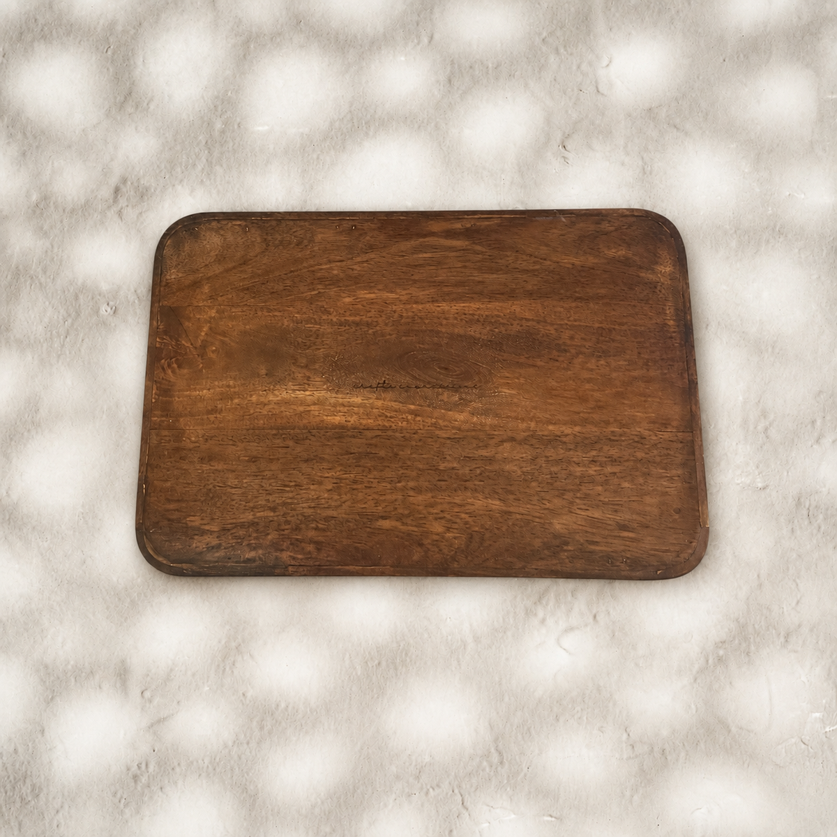 Bottom view of a rectangular Mehfil wooden serving tray