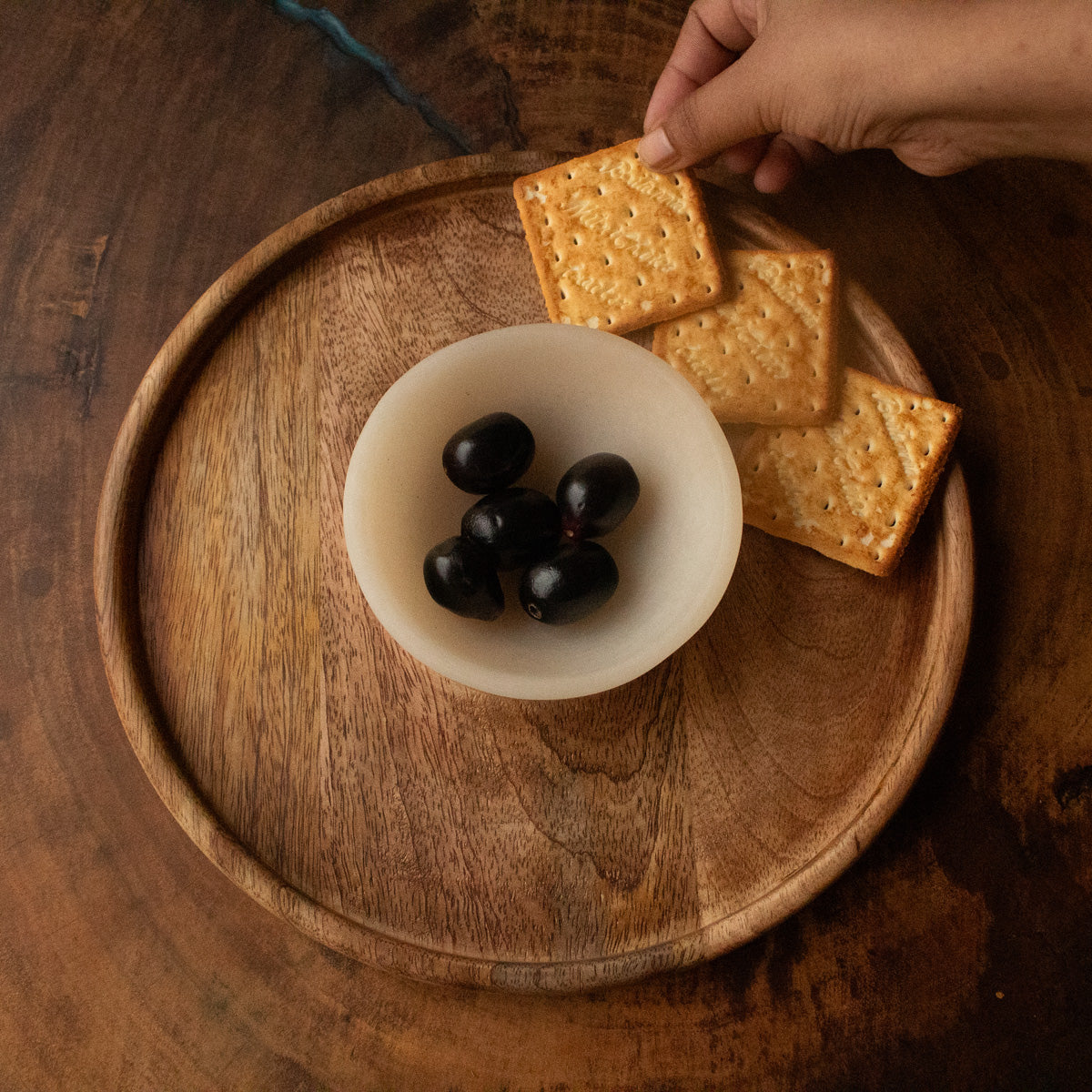Wooden Chip & Dip Platter, Natural Wood Snack Serving Platter, Chips & Dip Serving Board
