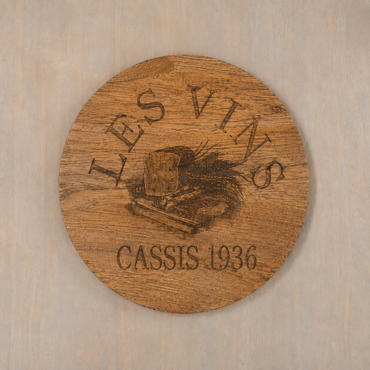 Bread & Wine wooden serving board top view