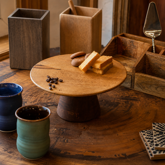 Glide wooden cake stand hero view