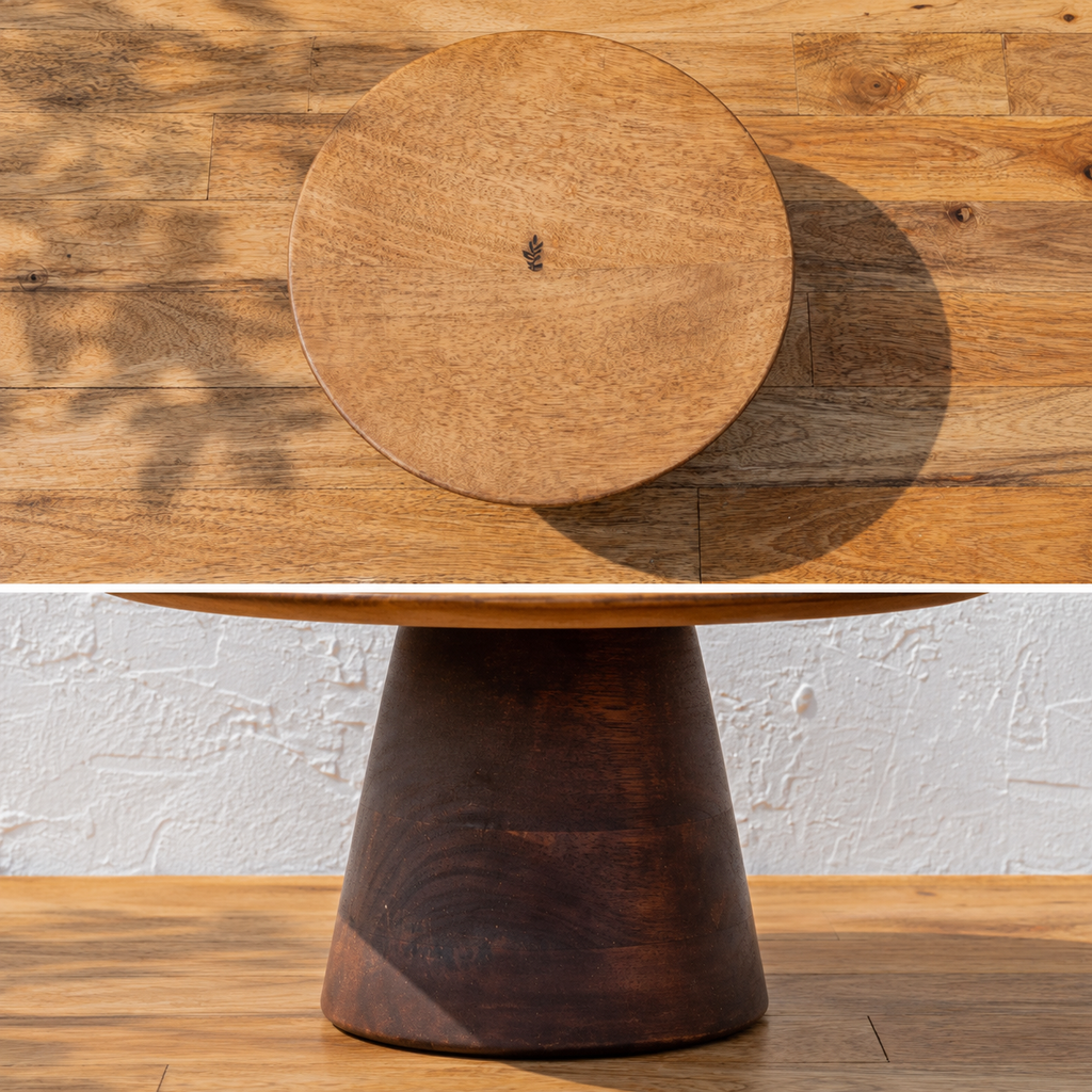 Glide wooden cake stand pedestal detail