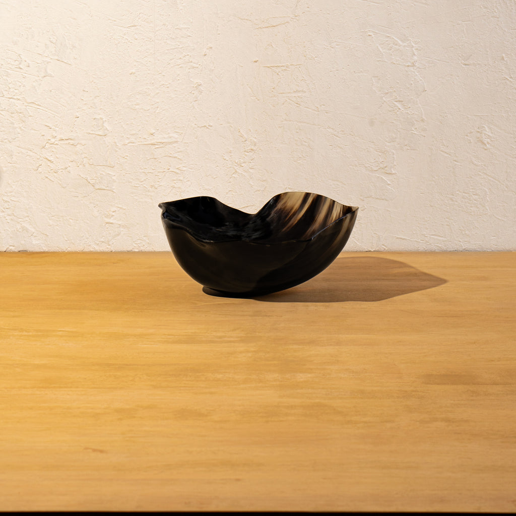 Front view of the empty fluted resin serving bowl