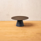Front view of the empty Midnight wooden cake stand