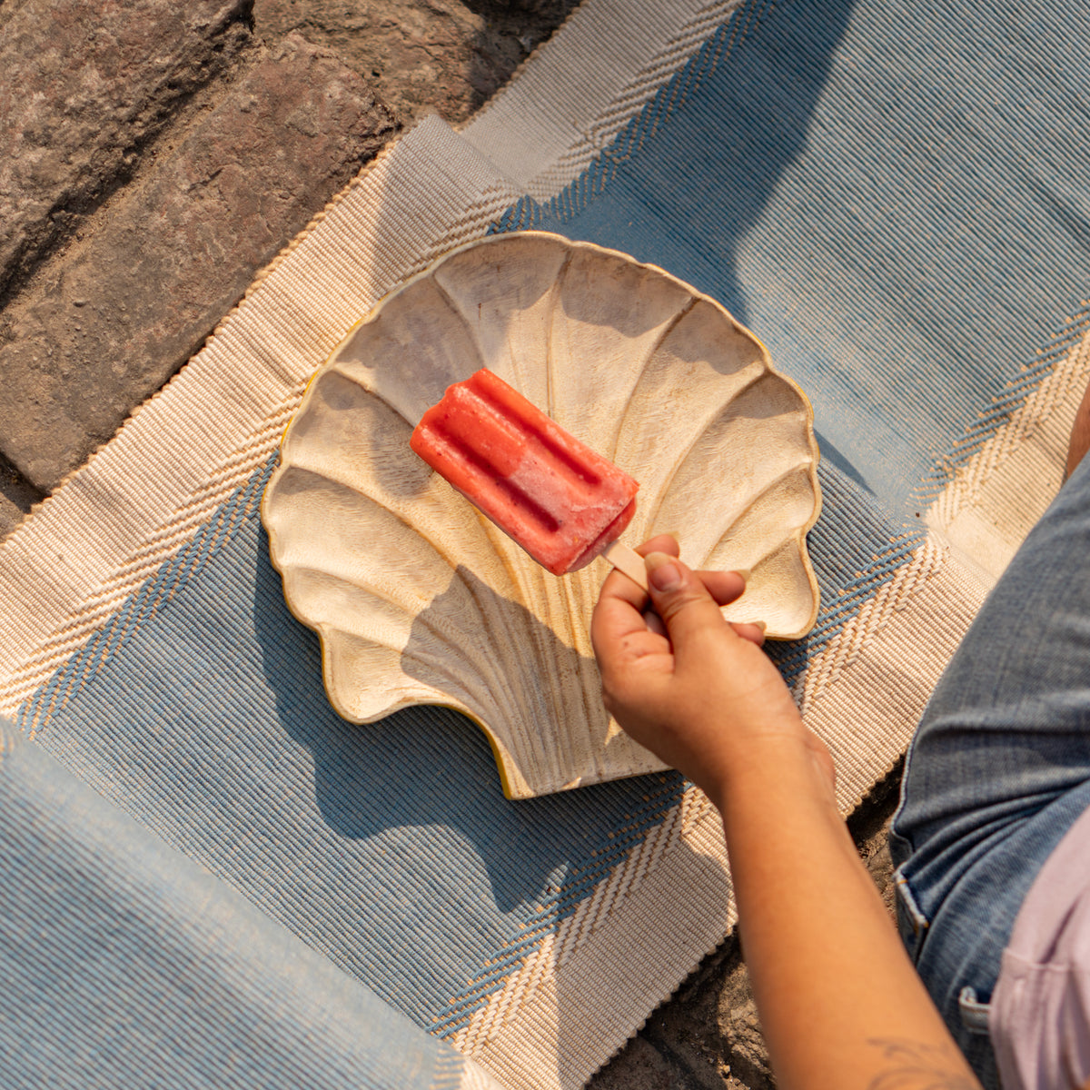 Shell Wooden Serving Platter, Natural Wood Serving Platter, Tapas & Snack Serving Platter, 9 x 9 x 1 Inch