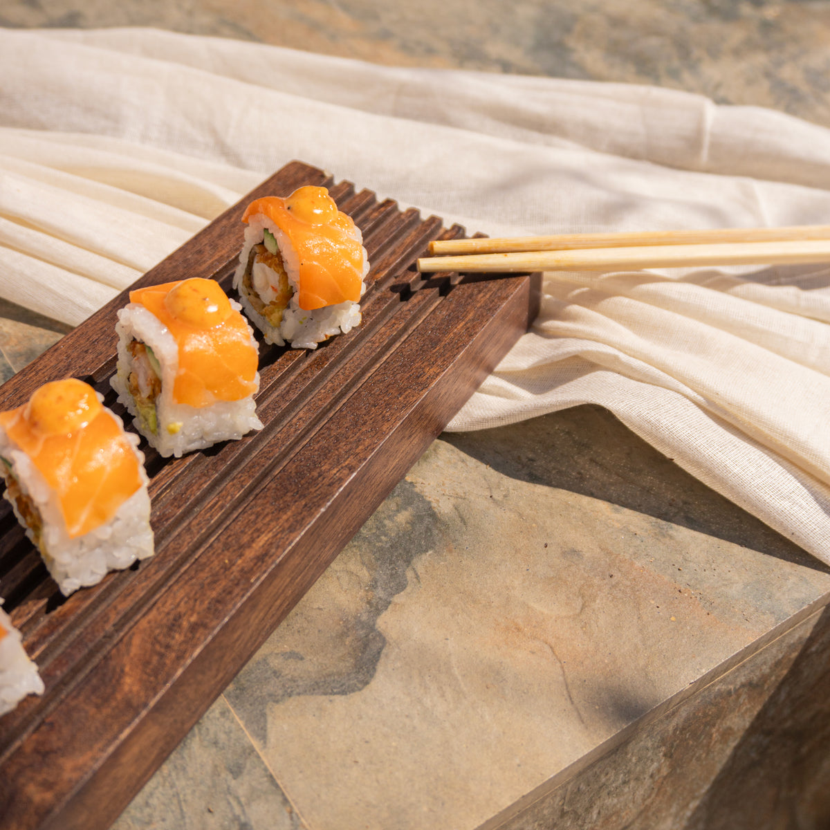 Sushi Wooden Board Set, Natural Wood Sushi Serving Board, Cheese & Tapas Serving Board, 16 x 4 x 1 Inch